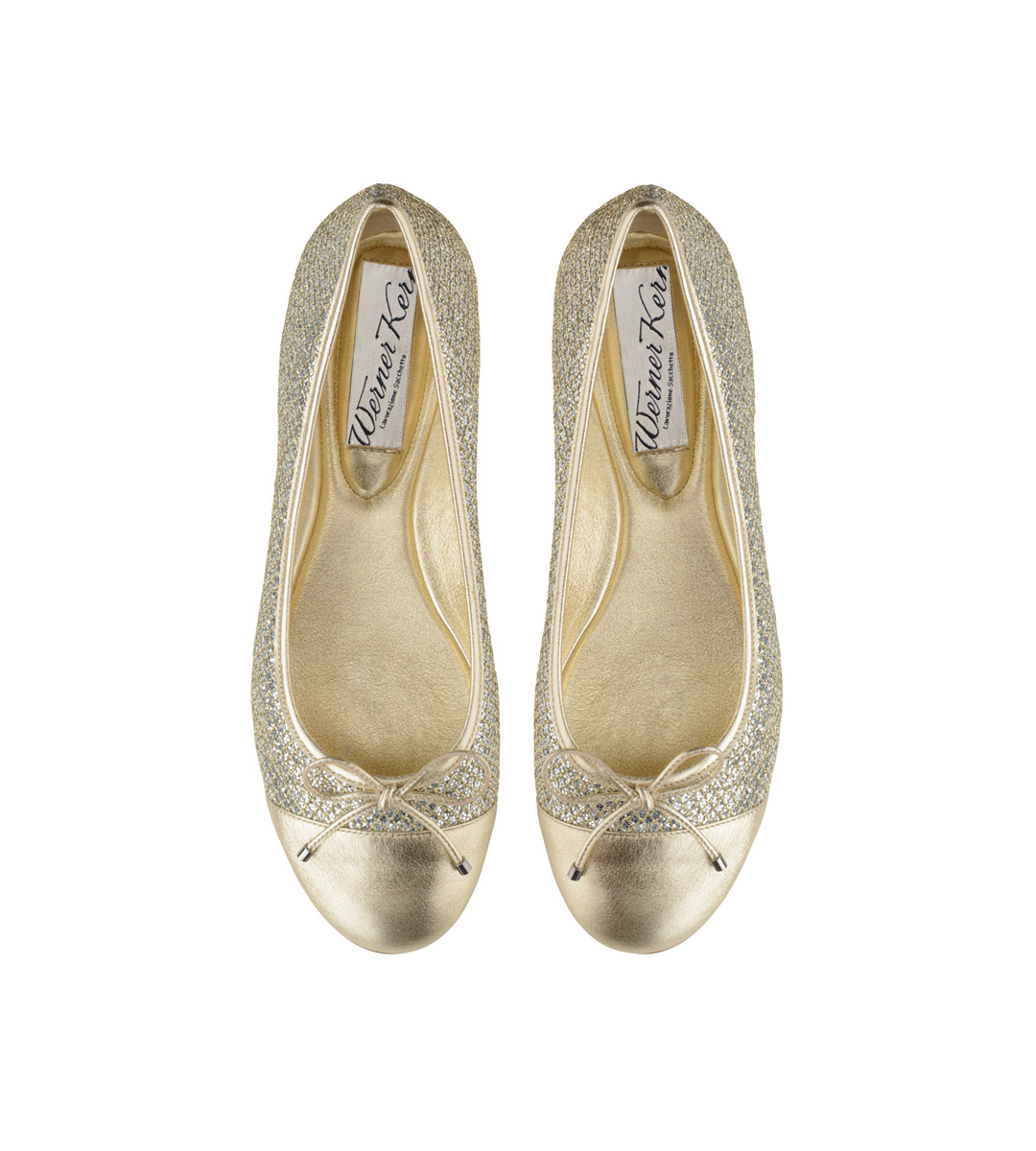 Ballerina Sole in goldenem Glitzer von Werner Kern Ballerinas