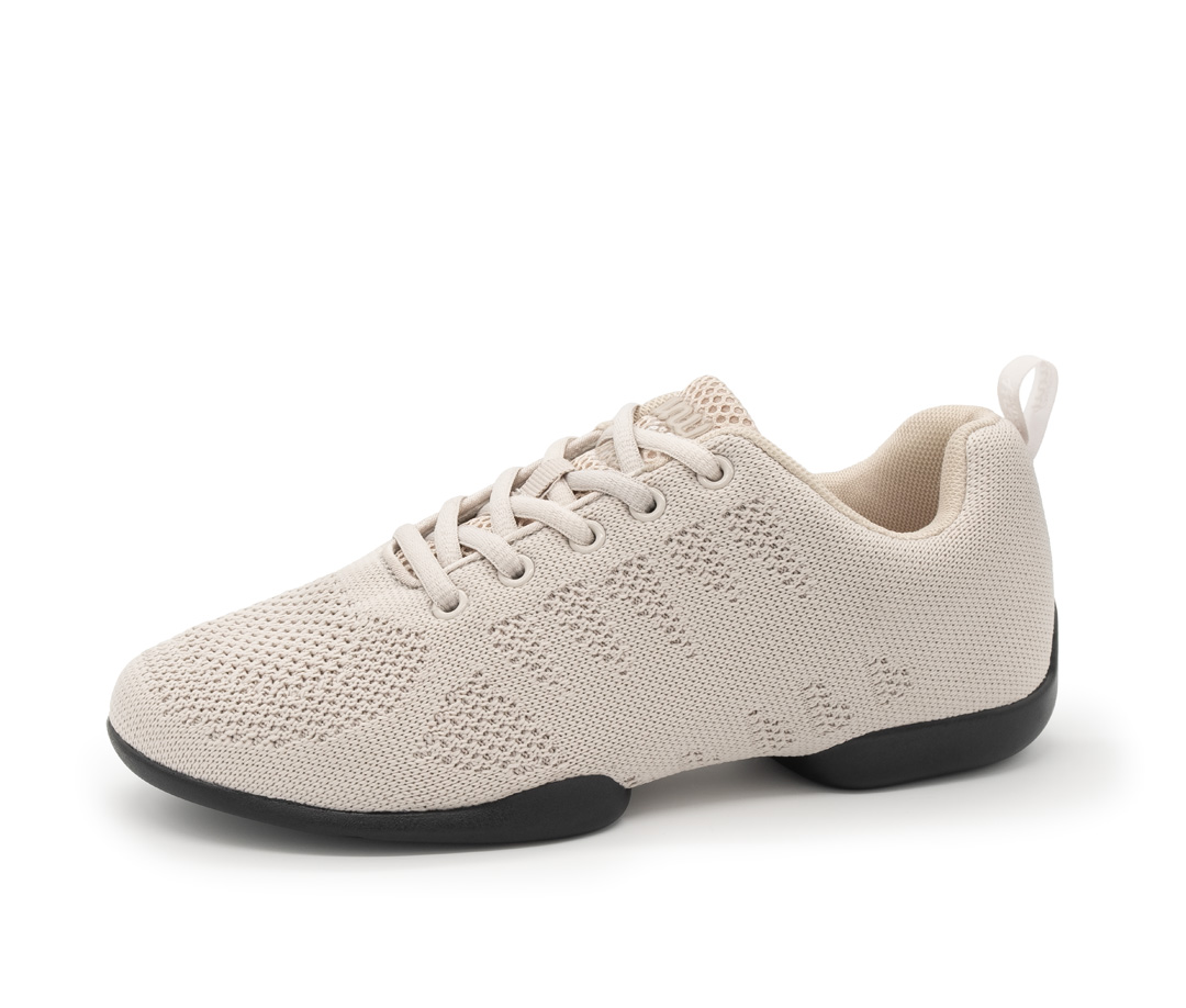 Damen Tanzsneaker 180 in Beige von Suny by Anna Kern, aus feinem Knitting Material mit geteilter Sohle, ideal zum Tanzen auf allen Böden.