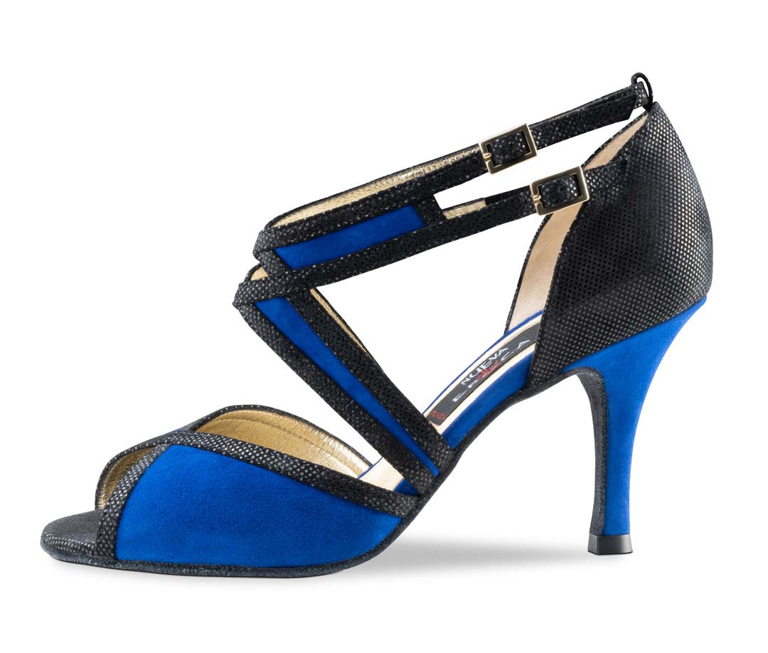 offener Damen Tangoschuh von Nueva Epoca in blau und schwarz