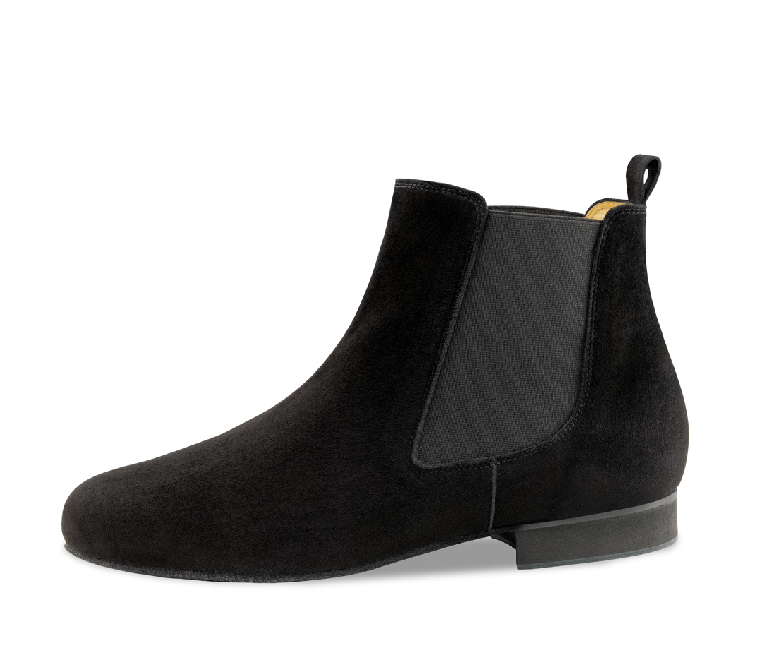 Olbia von Werner Kern ist ein schwarzer Chelsea Boot Tanzschuh aus Velourleder mit herausnehmbarerem Fußbett. 